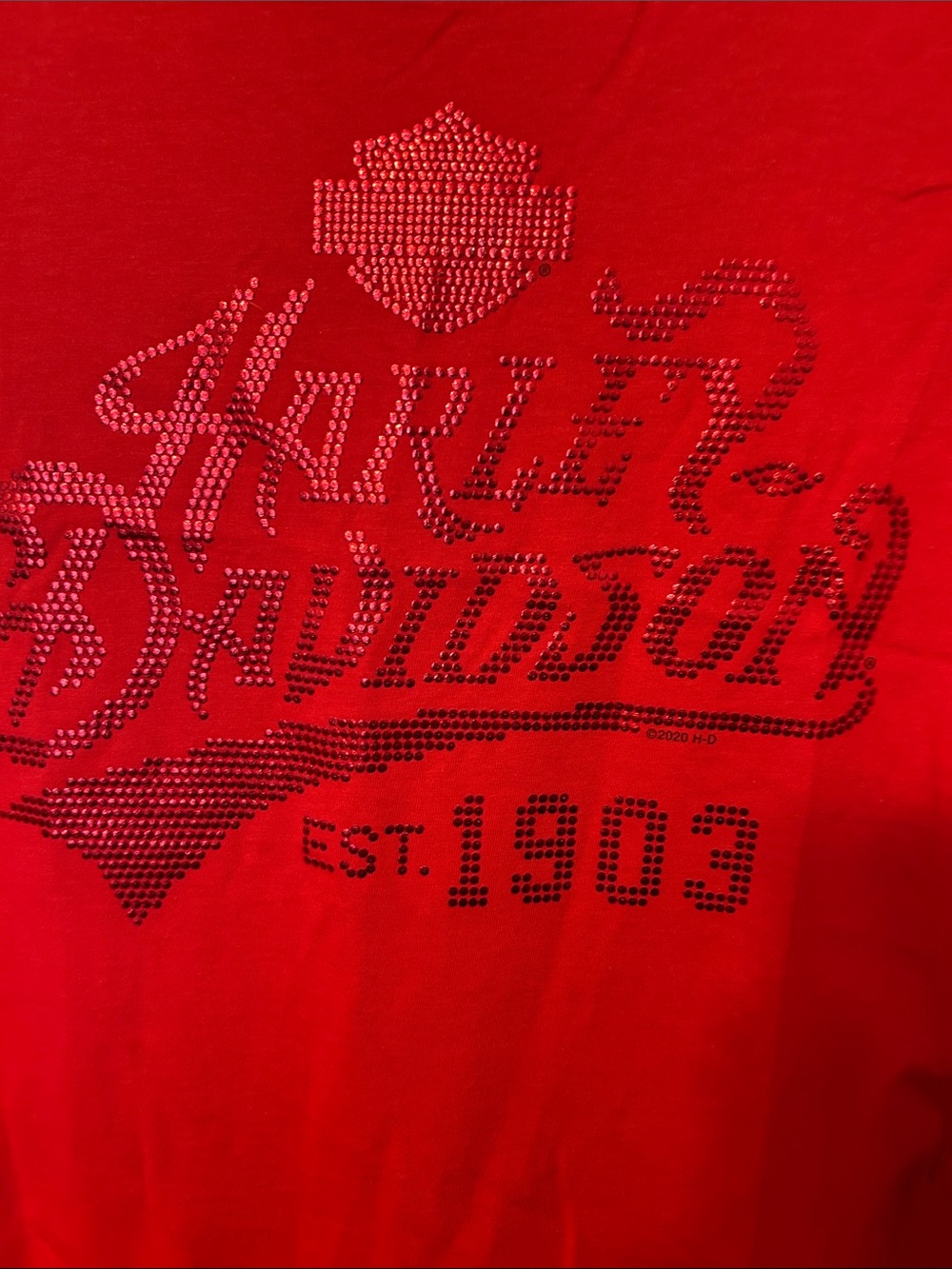 Harley-Davidson Red Girls Rhinestone Logo Tee - Picture 2 of 5